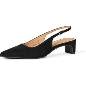 ⭐ Women's Black Faux Suede Slingback Block Heel
